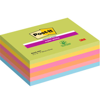 Post-it notes A5 Super Sticky møde 203x153mm 6blk/pk. ass.