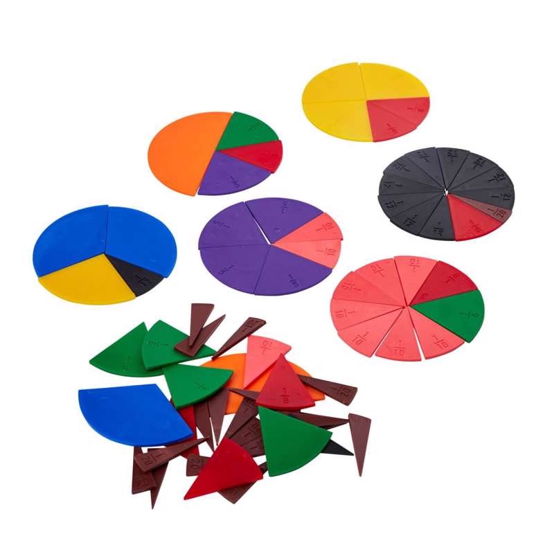 Brøkcirkel-sæt Linex t/undervisning Ø10cm 10 cirkler