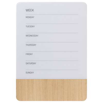 Glastavle/egetræ Naga magnetisk ugetavle UK 50x70cm hvid/eg