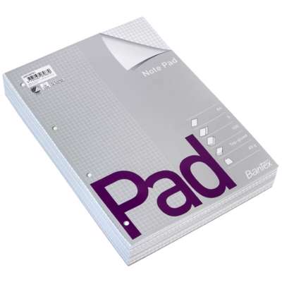 Standardblok 4 huller kvadr. toplimet 60g hvid A4 / 5 stk.