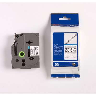 Labeltape Brother krympeflex 21 mm x 1,5 m sort/hvid HSe251E