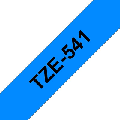 Labeltape Brother TZe541 18mm sort på blå lamineret