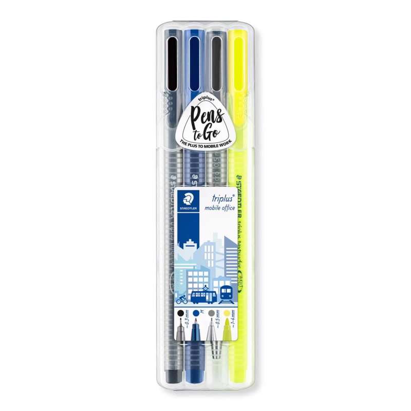 Fineliner STAEDTLER Triplus Mobile Office ass. 4stk