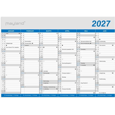 Kontorkalender A5 2027 Mayland Klassisk