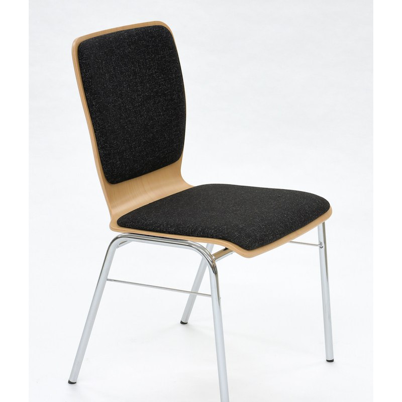 Stabelstol LifeTime Elegance krom stel polster sæde/ryg sort