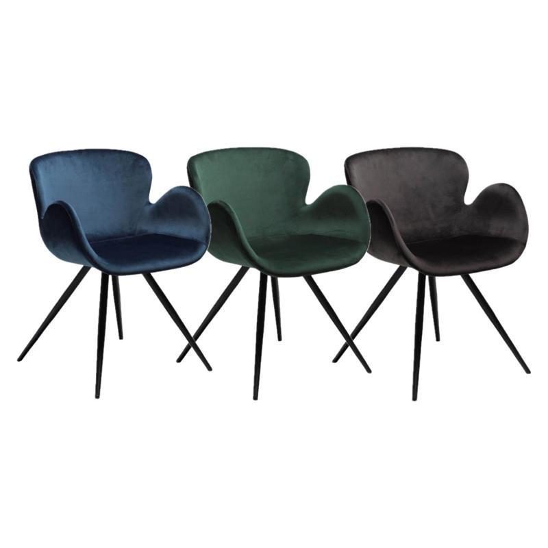 Stol Gaia velour stof/sort stoleben