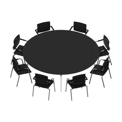 Konferencebord Dencon XL 1902 Ø240 HPL sort/hvid