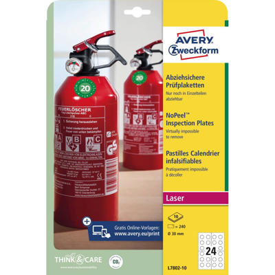 Etiketter Avery inspektionsdato NoPeel label Ø30mm L7802-10