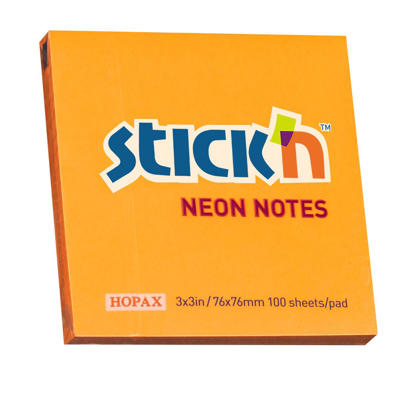 Notes Stick'N 75x75mm 100 blade neon orange/12 blk.