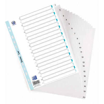 Register Strong-Line A4 1-20 i plast m/forblad hvid