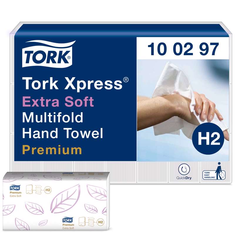 Papirhåndklæder Tork Xpress H2 Premium 2-lag MF 100297 2100