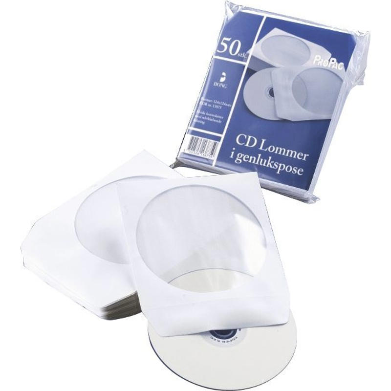CD-lomme med rude 124x124 mm pk/50 stk