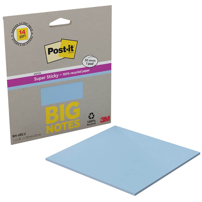 Post-it Big Notes BN-6BLU Super Sticky 152x152mm blå 30 ark