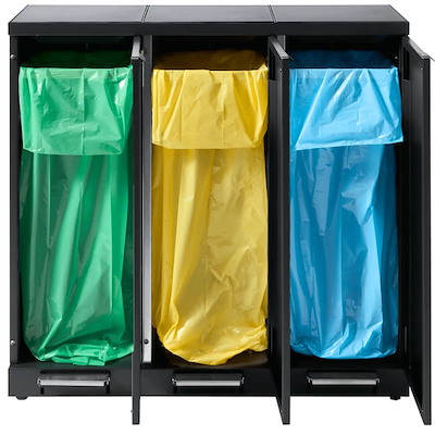 Affaldssystem affaldssortering Bica 976 3x65L m/fodp. låg gr