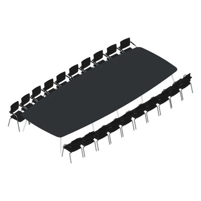 Konferencebord Dencon XL 1908 600x240 HPL sort/hvid