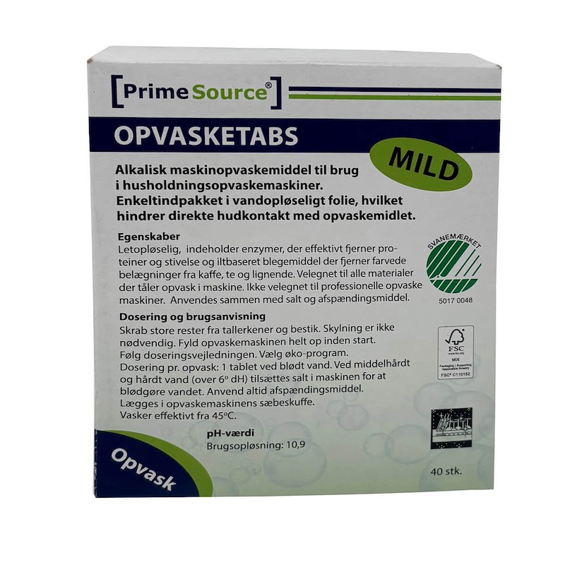 Opvasketabs PrimeSource svanemærket pk/40 stk