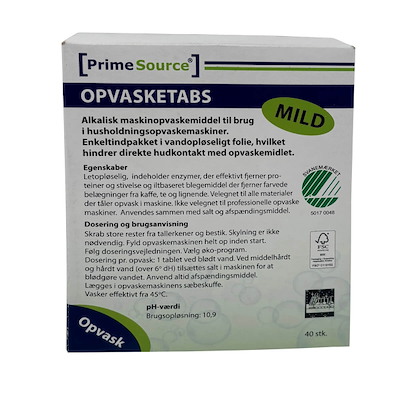 Opvasketabs PrimeSource svanemærket pk/40 stk
