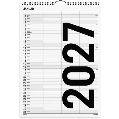 Familiekalender Black and white 2027 Mayland 3 kol.