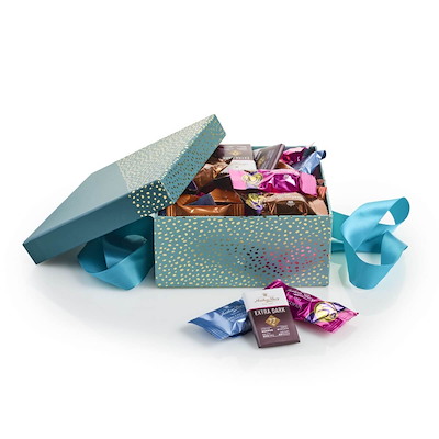 Julegave 2025 Hatteæske Firkantet guld, Anthon Berg Mix 500g