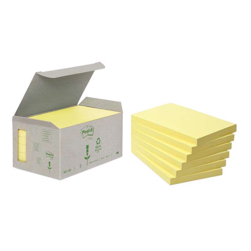 Post-it blok 655 Miljø 76x127mm gul 6blk/pk.