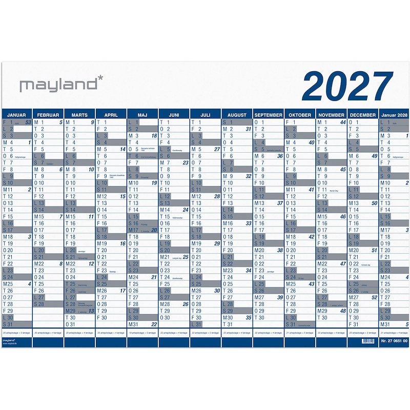 Kæmpekalender 2027 Mayland 1x13 mdr. PP-plast