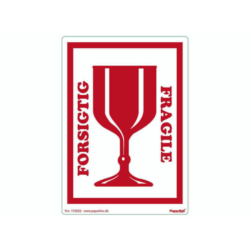 Etiket m/tekst Forsigtig/ Fragile 150x210mm /250