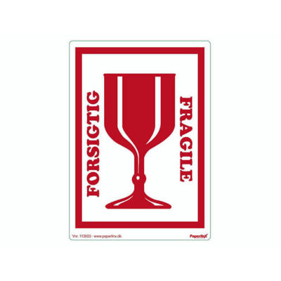 Etiket m/tekst Forsigtig/ Fragile 150x210mm /250