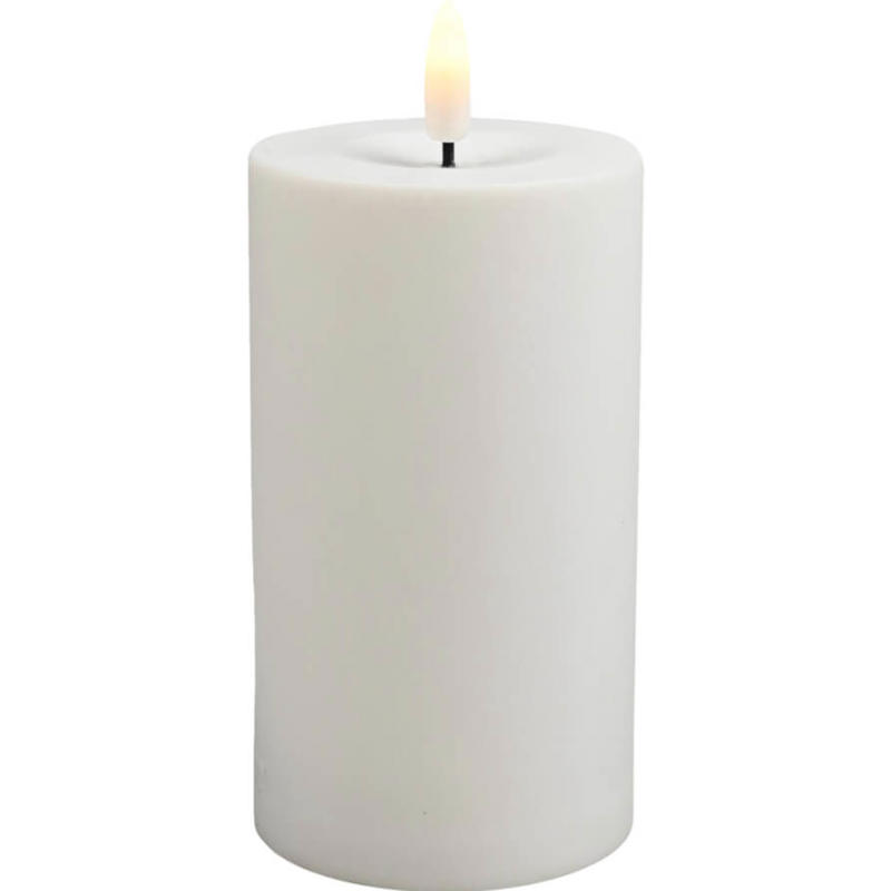 Bloklys LED Ø7x12,5cm udendørs hvid