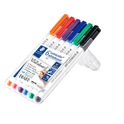 Whiteboard marker Staedtler 301WP6 ass Lumocolor 1mm rund