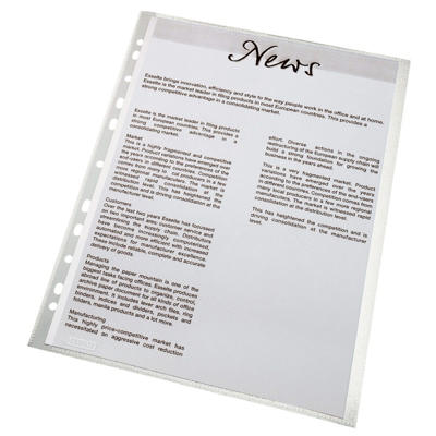 Plastlomme A4 Esselte 0,075mm åben vens.side præg 100stk/pak