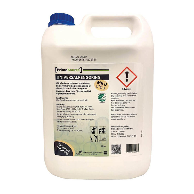 Universalrengøring PrimeSource Ultra Mild u/farve-parf. 5l