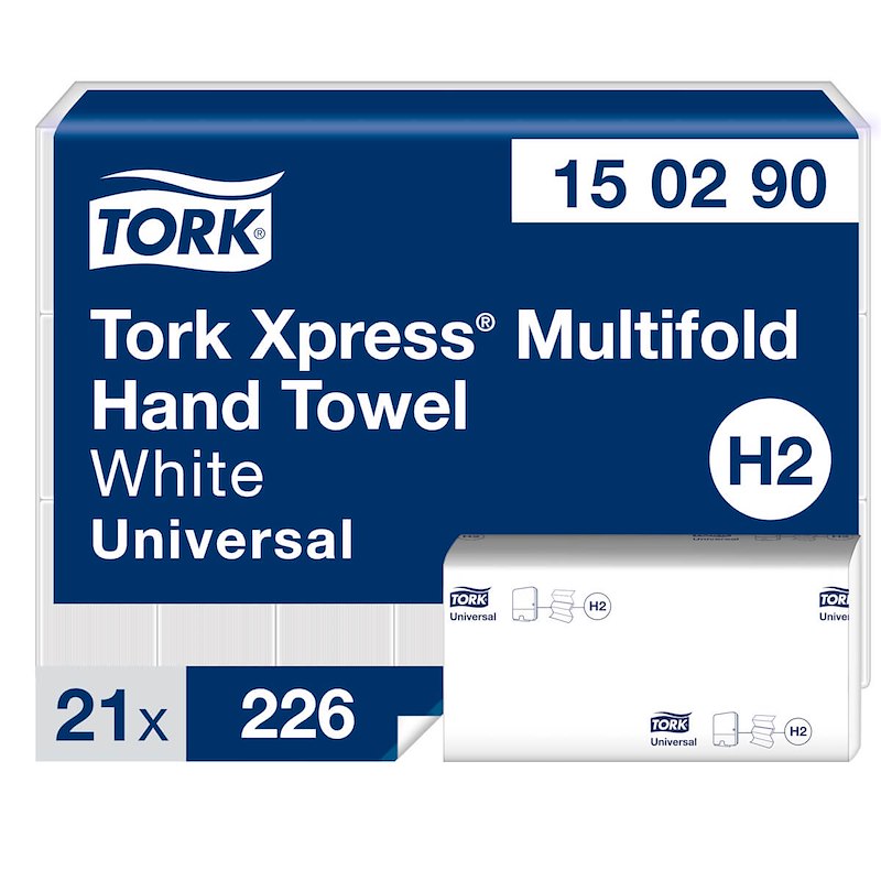 Papirhåndklæder Tork Xpress H2 Multifold 2-lags 150290