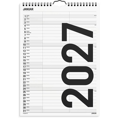 Familiekalender Black and white 2027 Mayland 2 kol.