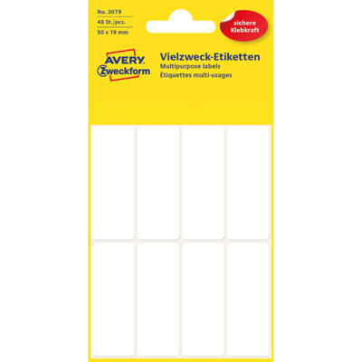 Etiket Avery hvid 50x19mm 48stk/pk 3079