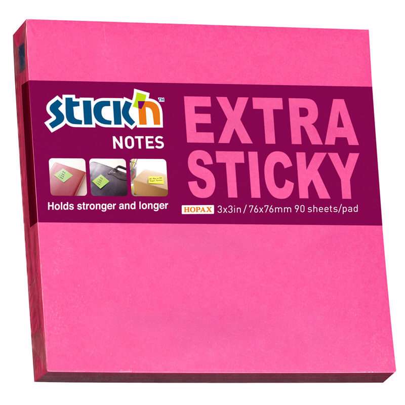 Notes Stick'N Extra Sticky rød 76x76mm 90blade 12blk/pk