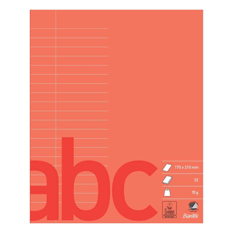 Skolehæfte Bantex 17x21cm lin 20 linjer 32bl 70g rød