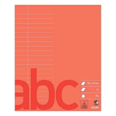 Skolehæfte Bantex 17x21cm lin 20 linjer 32bl 70g rød