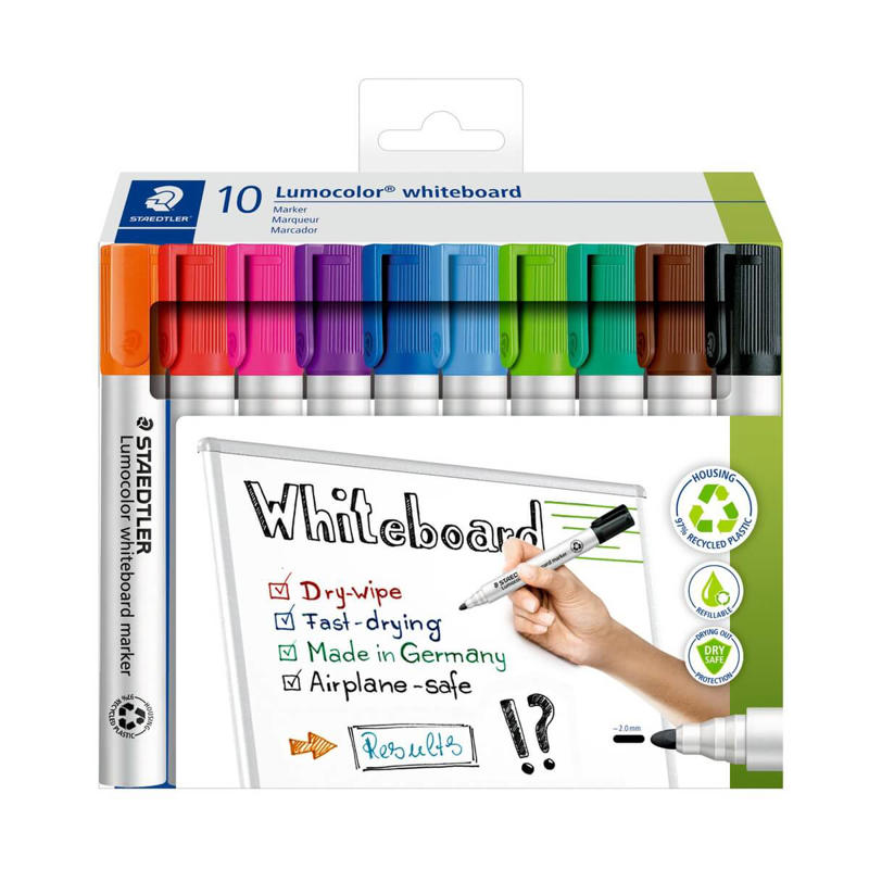Whiteboard marker Staedtler 351 C10 ass Lumocolor 2,0mm rund