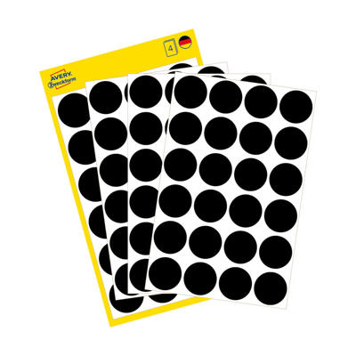Etiket Avery sort Ø18mm 96stk/pak