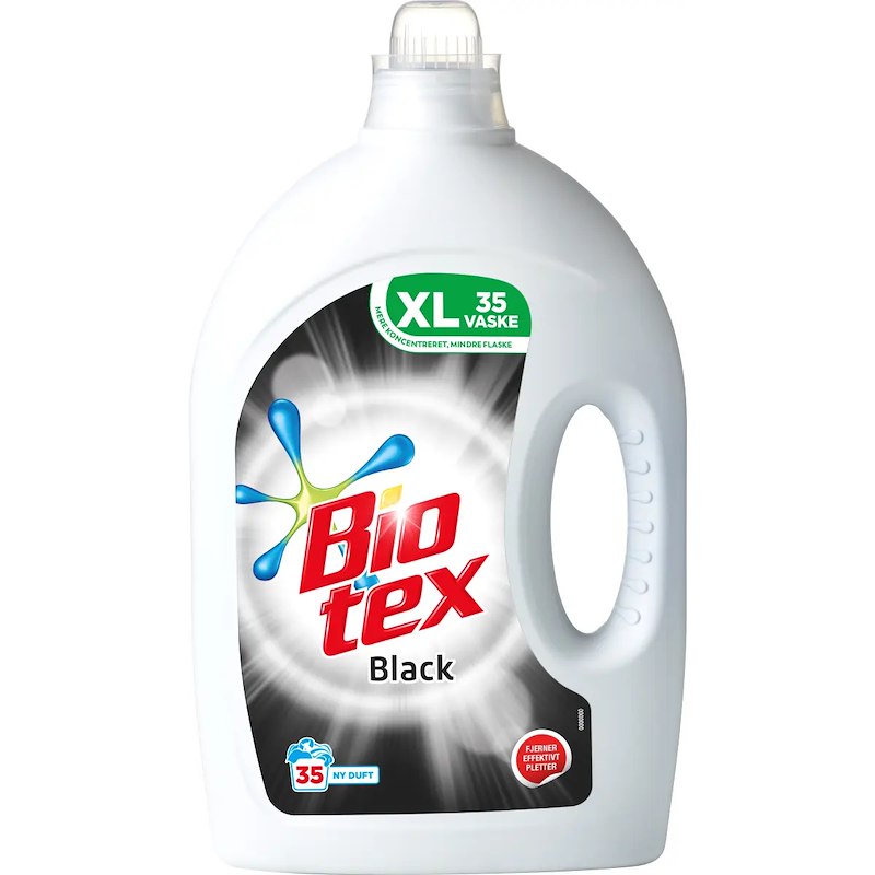 Vaskemiddel tøjvask flydende Bio-Tex Black XL m/parf. 1,75l