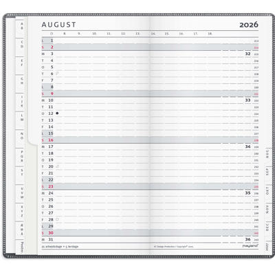 Index Planner månedskalender mørkegrå PP-plast 2026