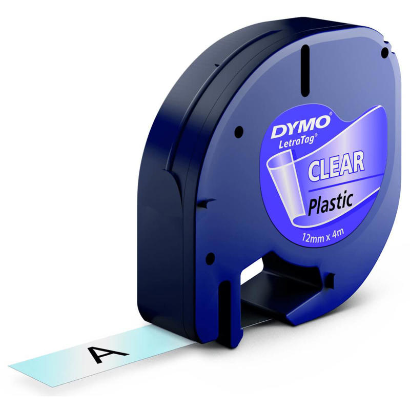 Labeltape DYMO LetraTAG 12mmx4m klar plasttape