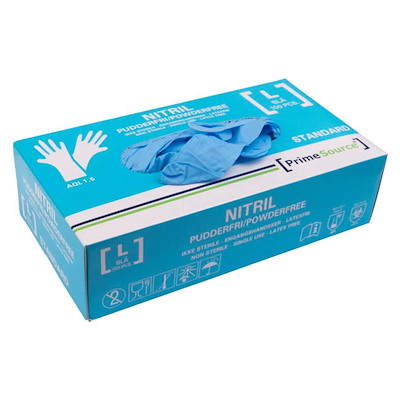 Nitrilhandsker Prime large blå pudderfri pk./100