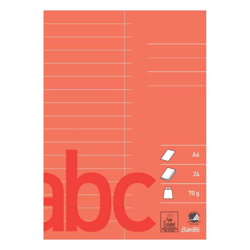 Glosehæfte Bantex A6 lin 24bl 70g rød