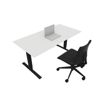 Hæve/sænke bord Dencon 03504 1600x800 sort stel hvid lam pl