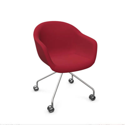 Stol Dauphin Fiore Club FI-7450 rød/krom stel m/hjul