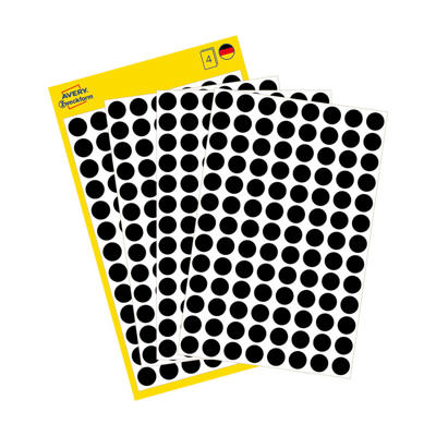 Etiket Avery sort Ø8mm 3009 416stk/pak