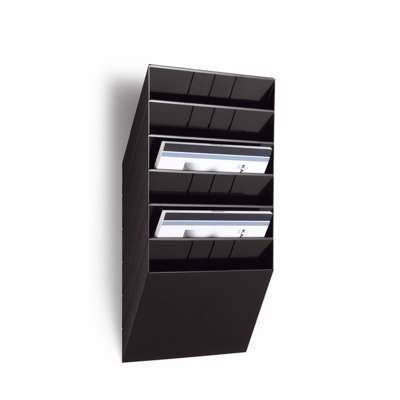 Brochureholder Flexibox A4 sort 6 fag liggende t/væg