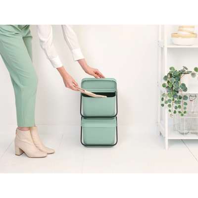 Affaldsspand med låg Brabantia Sort & Go Jade Green 20L