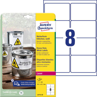 Etiketter Avery label outdoor 99,1x67,7mm 8stk/ark L4715-20